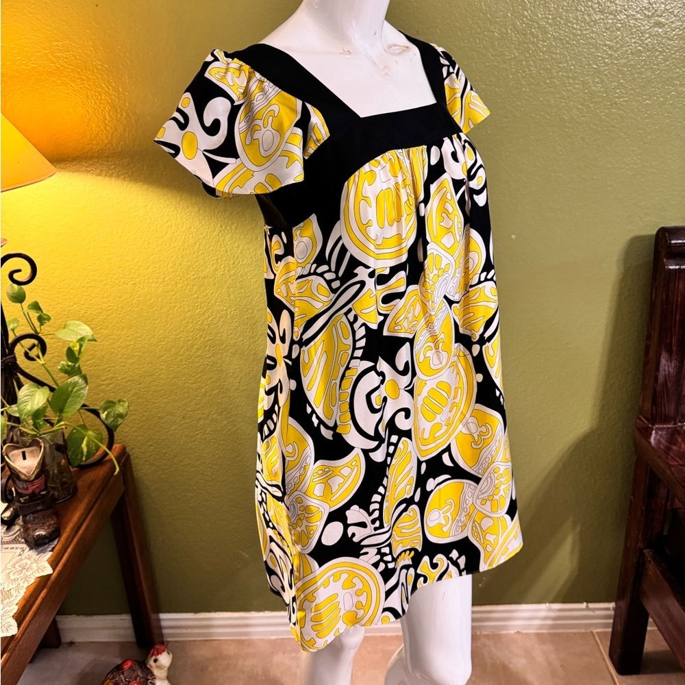 Milly Yellow and Black Patterned Mini Dress